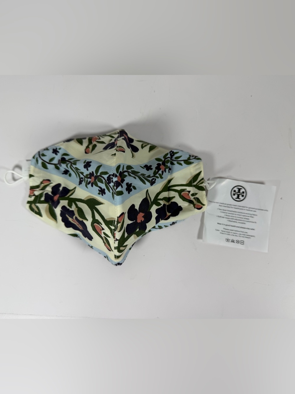 9035: Tory Burch Floral Print Reusable Face Mask Adjustable Ear Loops